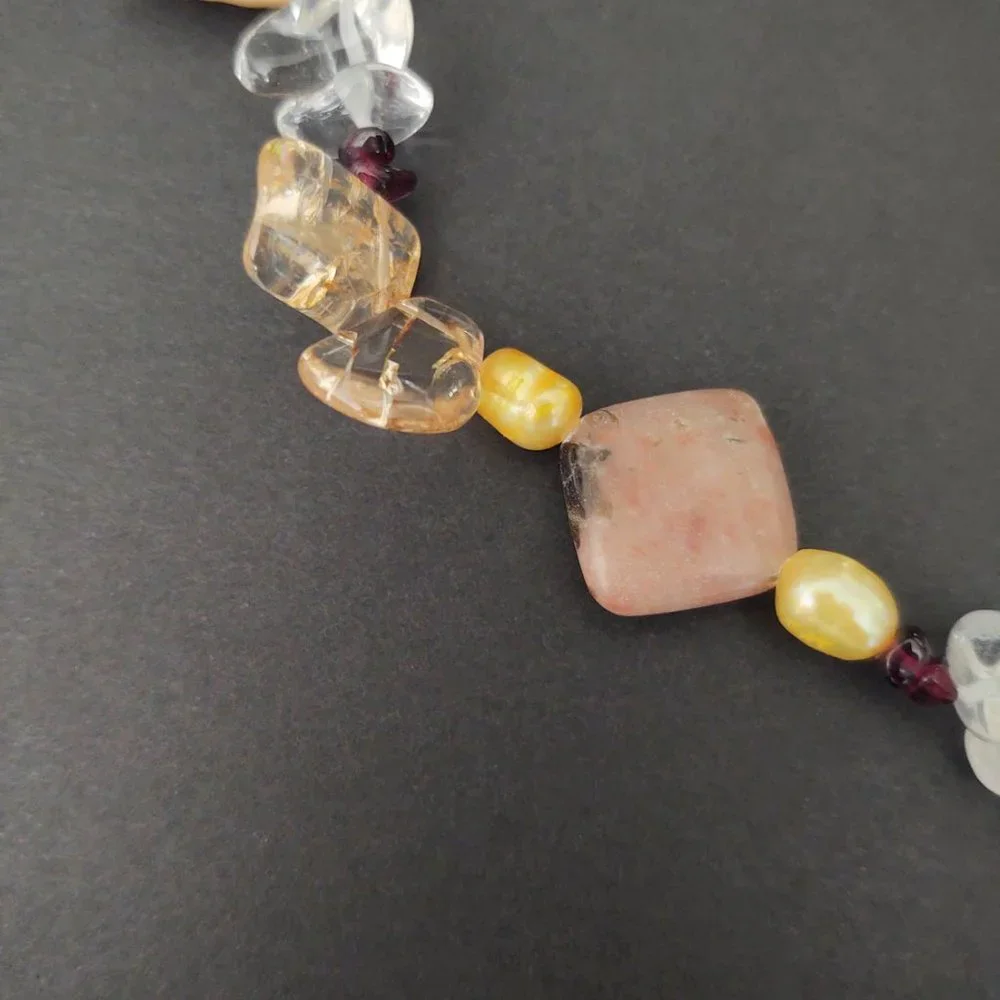 Stone, glass and shell necklace